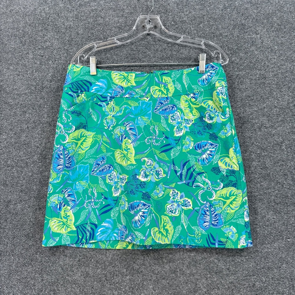 Lilly Pulitzer Skirt Womens 10 Green Tropical Floral Print Mini Casual Colorful